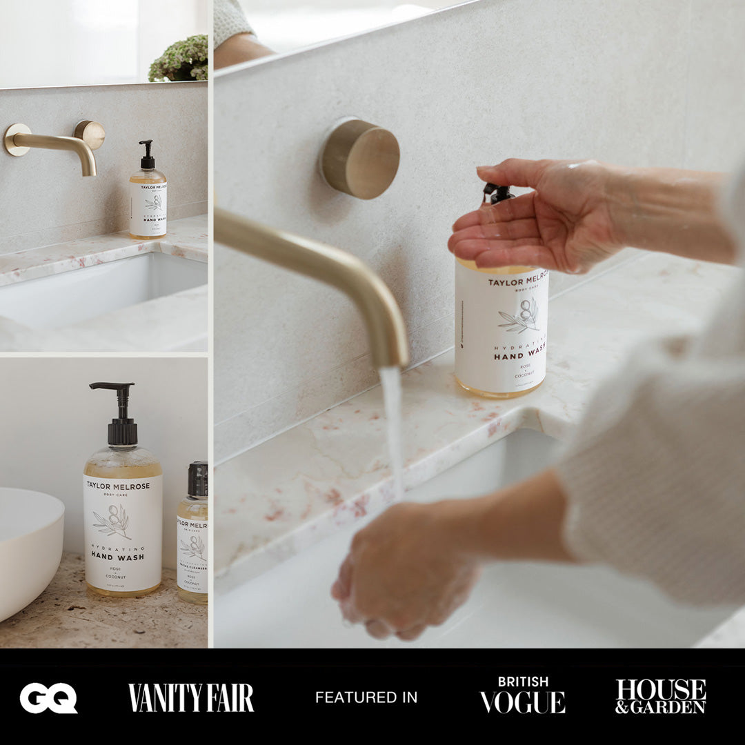 Taylor Melrose Hydrating Hand Wash 16.9 oz - Vegan Foaming Hand Soap Dispenser with Vitamin B5 Coconut & Rose Aroma, Lemon Oil Paraben-Free, Cruelty-Free, Moisturizing with Aloe Vera & Shea Butter Taylor Melrose ®