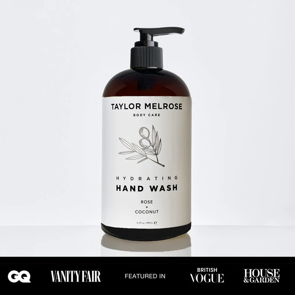 FLIP Taylor Melrose Jabón hidratante para manos 16.9 oz – Dispensador de jabón de manos espumoso vegano con vitamina B5, aroma de coco y rosa, aceite de limón, sin parabenos, sin crueldad, hidratante con aloe vera y manteca de karité