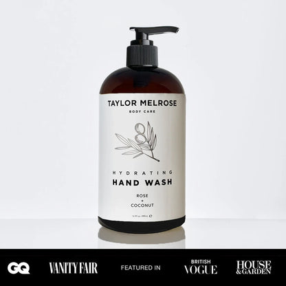 FLIP Taylor Melrose Jabón hidratante para manos 16.9 oz – Dispensador de jabón de manos espumoso vegano con vitamina B5, aroma de coco y rosa, aceite de limón, sin parabenos, sin crueldad, hidratante con aloe vera y manteca de karité