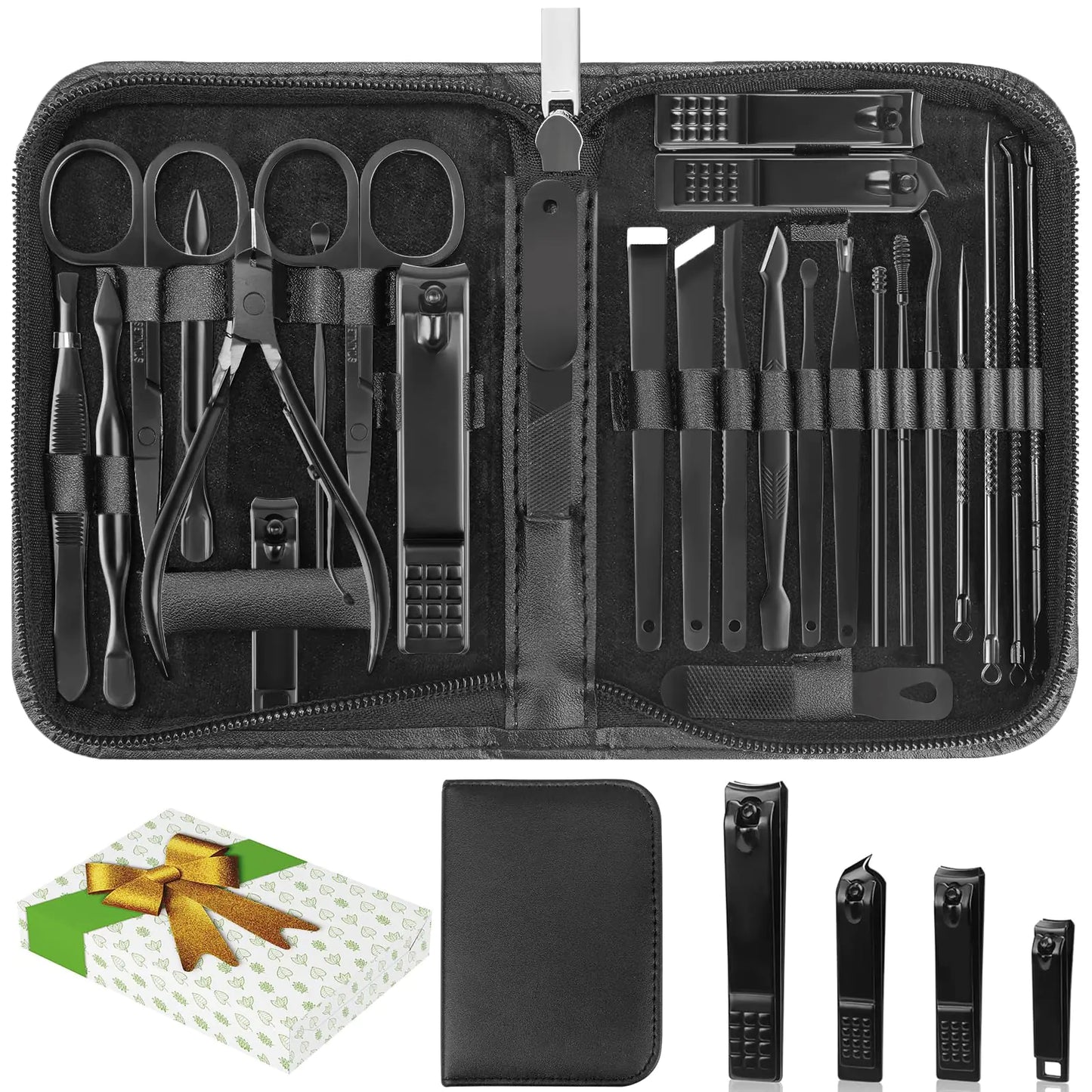 Taylor Melrose Selection of a Signature Manicure & Pedicure Set 26-Piece Professional Nail Care Kit for Luxurious Travel & Daily Grooming (Black)  Elevate your grooming routine with our expertly crafted manicure and pedicure set, designed for those who ap